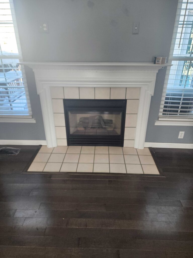 Gas fireplace insert inspected during chimney inspection